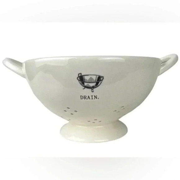 Rae Dunn Artisan Collection "DRAIN" White Ceramic Colander/Strainer. NEW - Picture 8 of 8